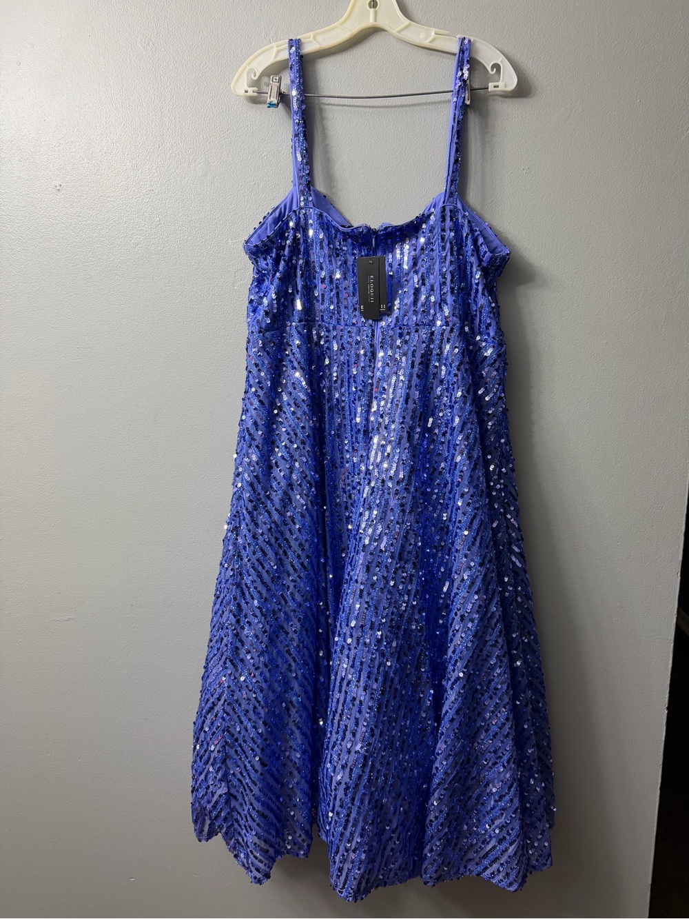 Eloquii Bustier Flare Sequin Dress Purple Sequin Midi Dress - Women 18 NWT - Picture 5 of 9